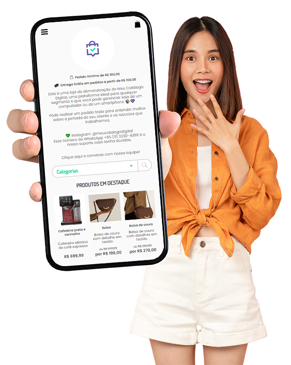 O Meu Catálogo Digital é o sistema mais completo para emissão de pedidos que chegam no Whatsapp. É possível adicionar imagens dos produtos, descrições elaboradas, cores e muito mais.